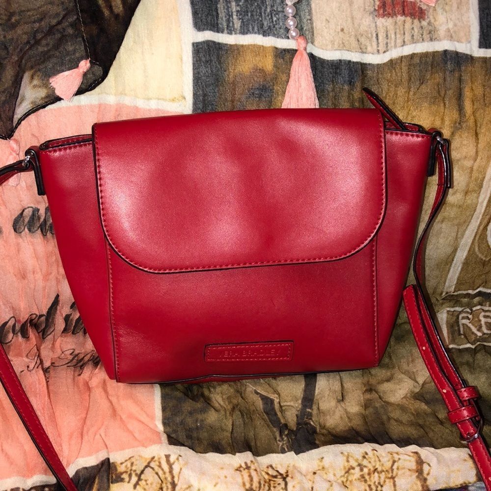 Vera Bradley Red Leather Crossbody Bag Purse